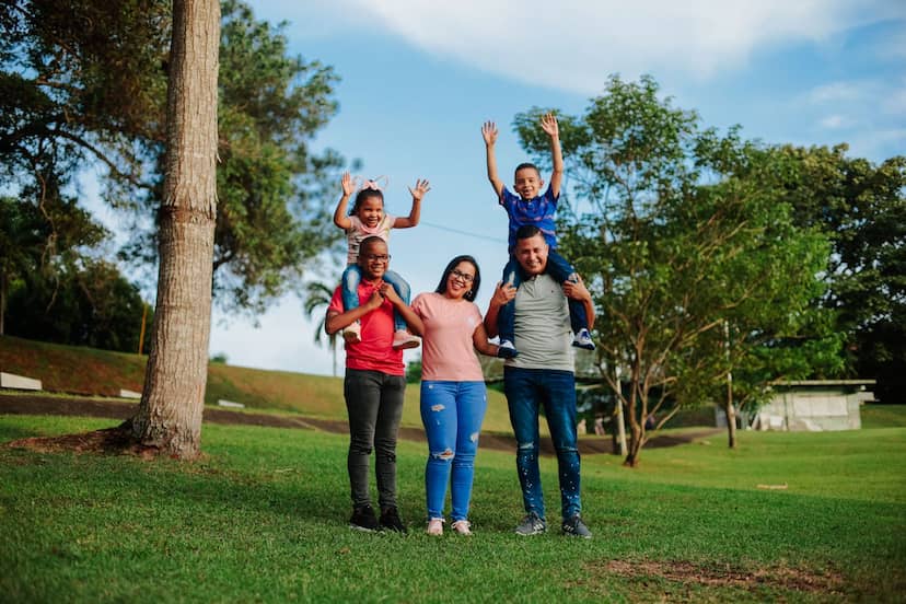 Family together outdoors